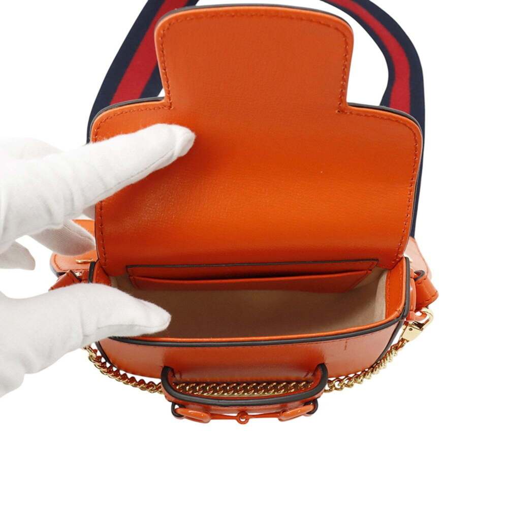 GUCCI Orange Leather Horsebit Shoulder Bag - Picture 7 of 15